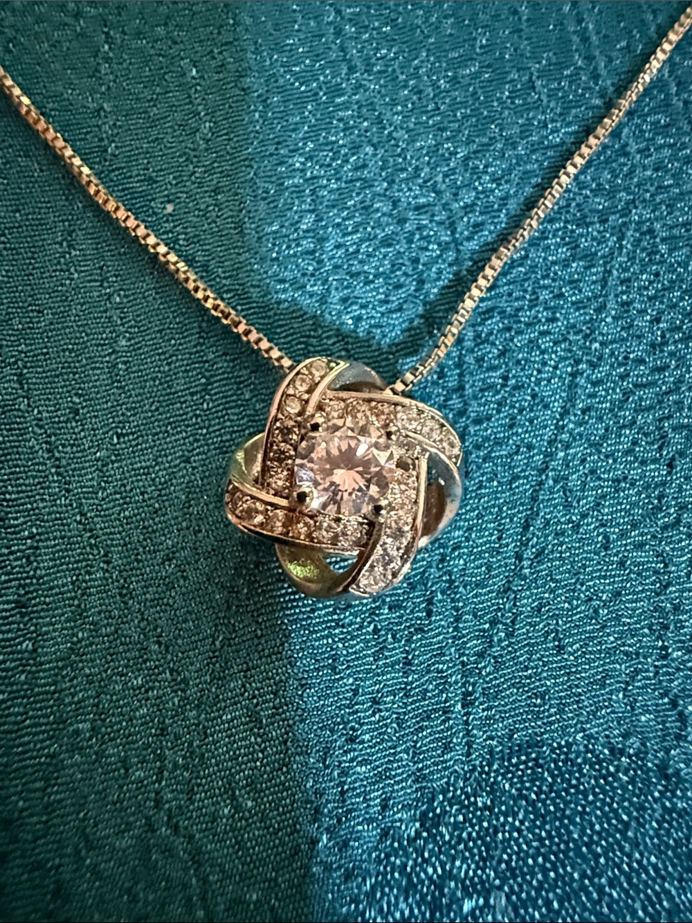 Sterling Silver Crystal Knot Pendant Necklace - Women's Jewelry